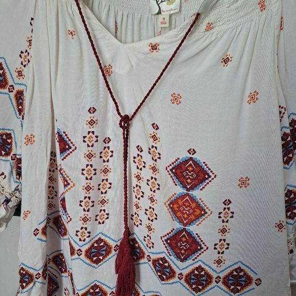 ANTHROPOLOGIE Fig and Flower Peasent Tunic Tie Top Blouse - Picture 5 of 10